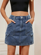 Washed Utility Pocket Denim Skirt